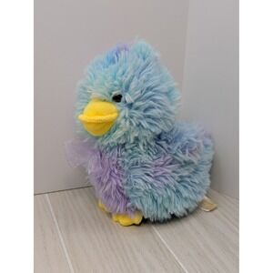 MTY International Plush Duck Small Blue Purple Shaggy Fur Tie Dye Chick